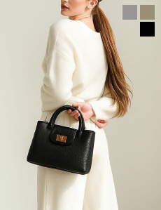 バンブー留め具 ２WAYハンドバッグ【MARILOU】◆送料無料